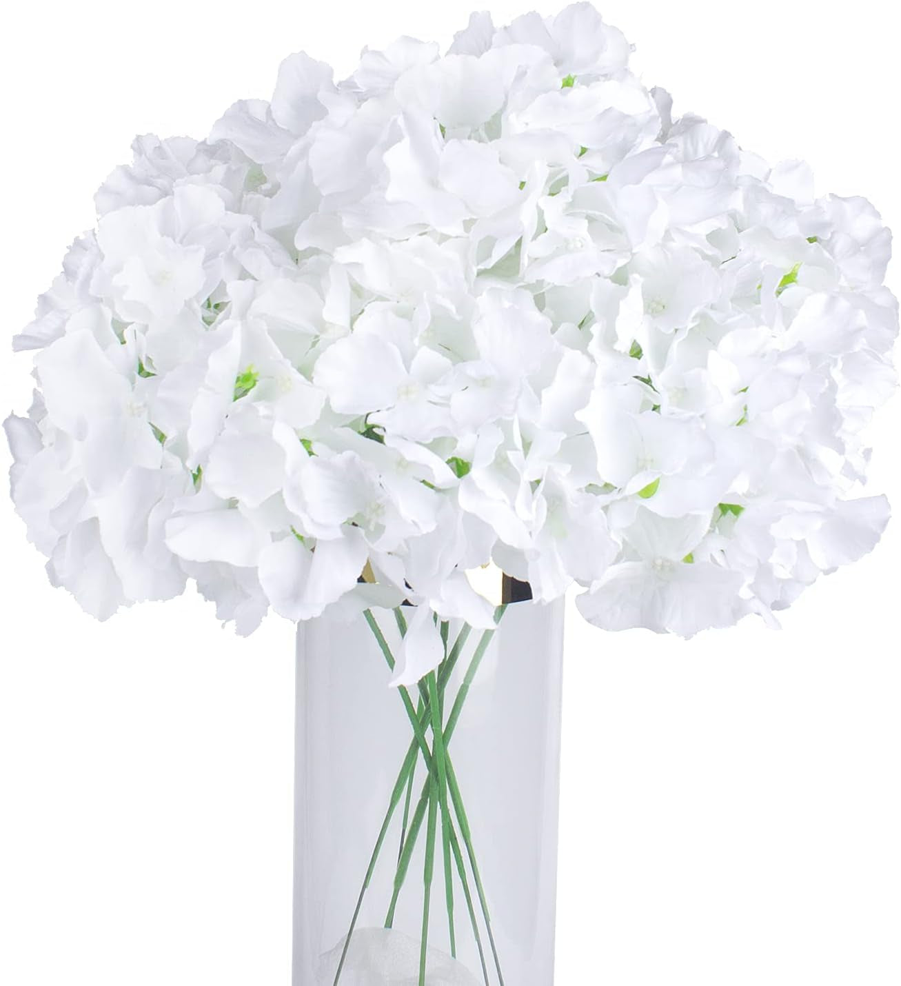 Artificial Hydrangea Silk Flowers Heads Full Hydrangea Flowers Pack of 10 (White)