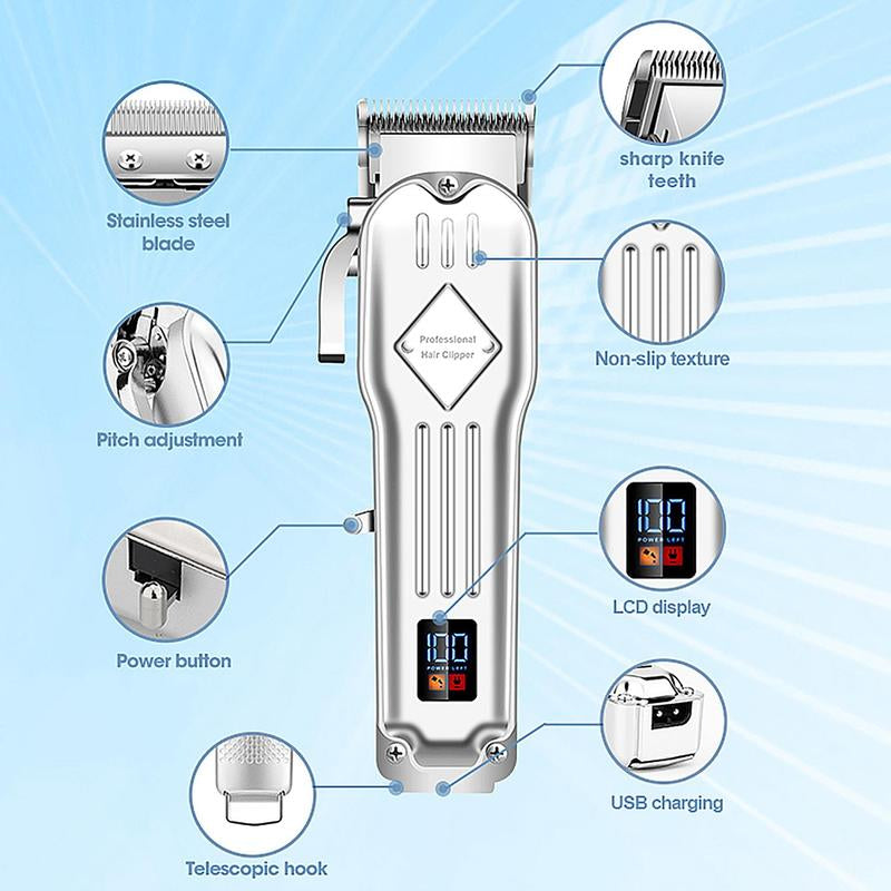 Professional Hair Clipper Set, 1 Set Electric Hair Trimmer Kit, LCD Display Hair Clipper Set, Hair Cutting Kit, Winter Gifts for Men, Christmas Gift, Stocking Fillers, New Year Gift, Winter