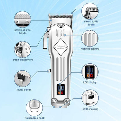 Professional Hair Clipper Set, 1 Set Electric Hair Trimmer Kit, LCD Display Hair Clipper Set, Hair Cutting Kit, Winter Gifts for Men, Christmas Gift, Stocking Fillers, New Year Gift, Winter