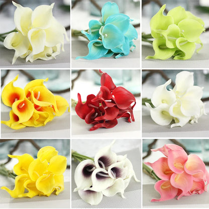 10Pcs Artificial Flowers Decorative Flowers Calla Latex Home Decoration Birthday Party Wedding Bouquet Flowers