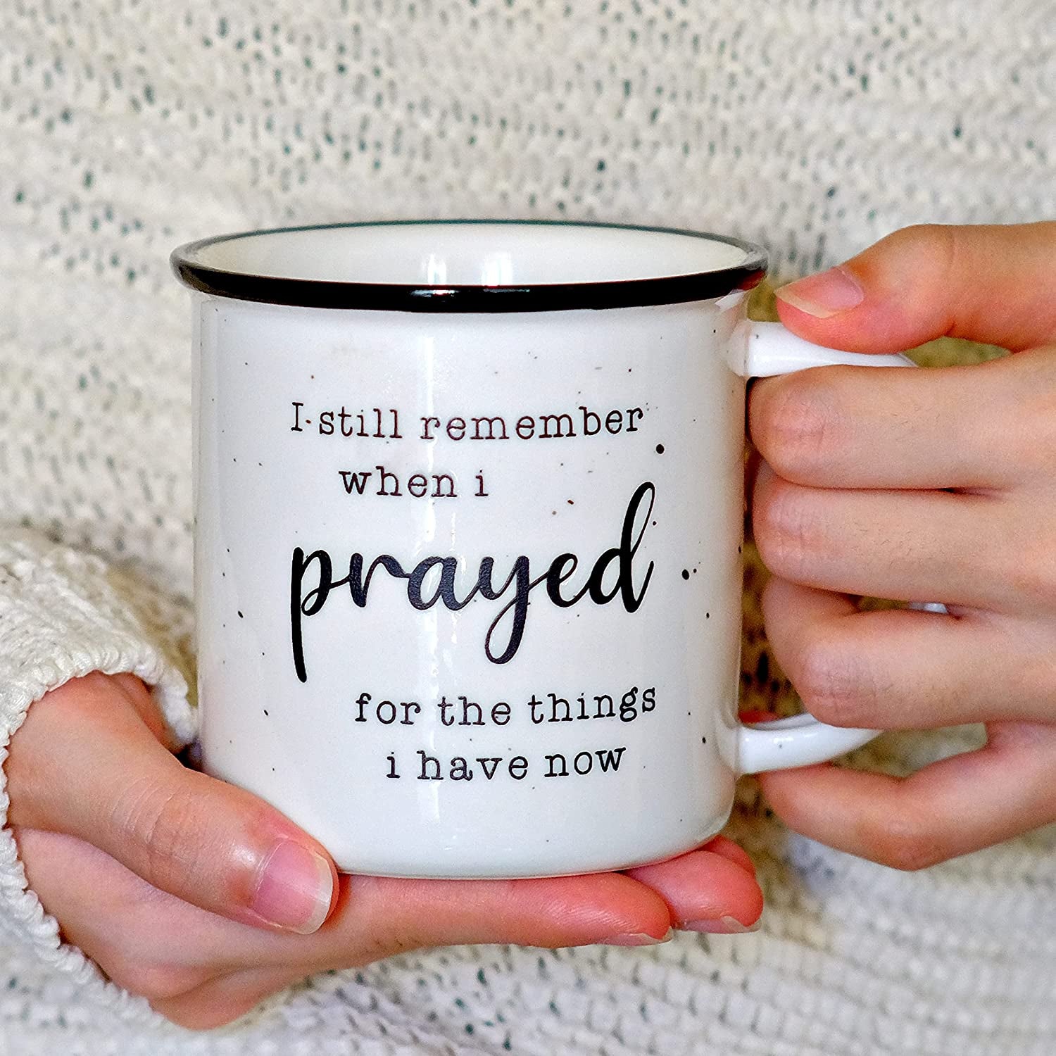 I Remember When I Prayed for the Things That I Have Now Mug 11 Ounces Ceramic Coffee Mug, Campfire Coffee Mugs with Inspirational Sayings Farmhouse Christian Mug Gift Ideas Ceramic Coffee Mugs