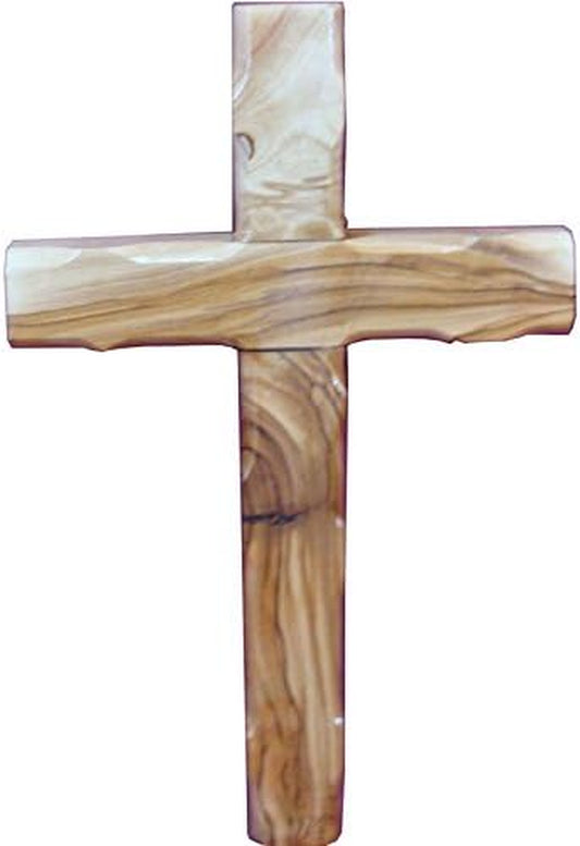 Wooden Olivewood Plain Cross for Wall Decor | Large Wall Cross Christian Religious Gift | Wall Art Home Room Décor | Decorative Wall Cross with Holy Land Certificate | 25Cm / 9.8" CRS050