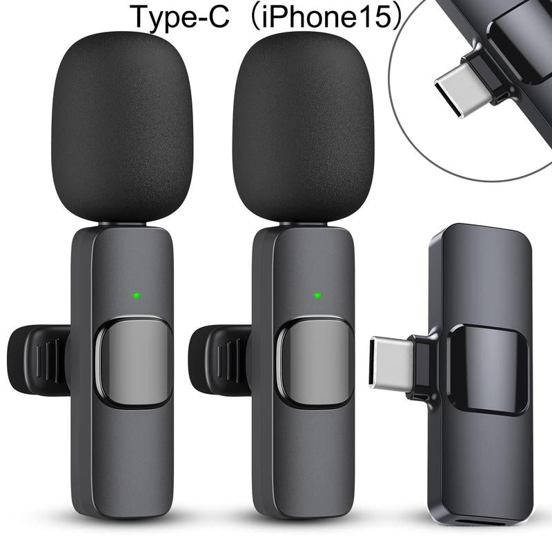 2 Pack Professional Wireless Mini Microphone for Iphone, Ipad Iphone 15, Ios and Android Devices, Professional Microphone for Video Recording, Vlog,Live Streaming