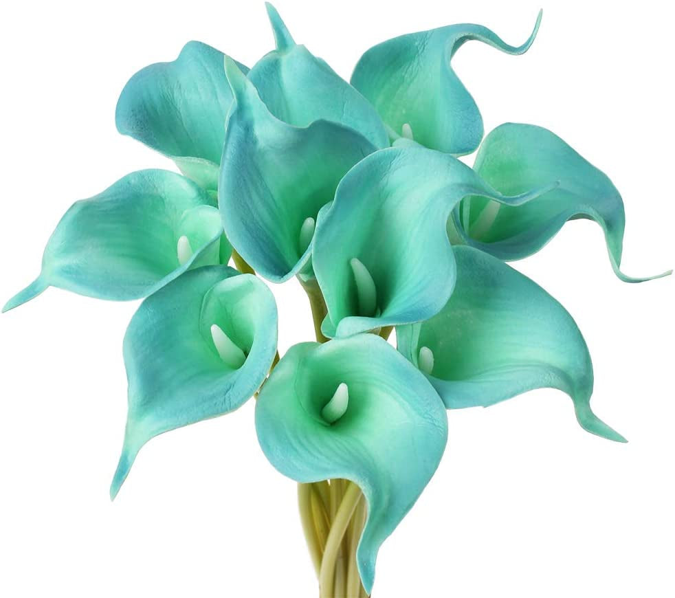 Calla Lily Artificial Flowers Real Touch Flowers Fake Lily Fake Flowers for Decoration Calla Lillies Artificial Spring Flowers Tiger Lilly Flowers Calla Lily Bouquet for Wedding Home Decor-Blue Lily