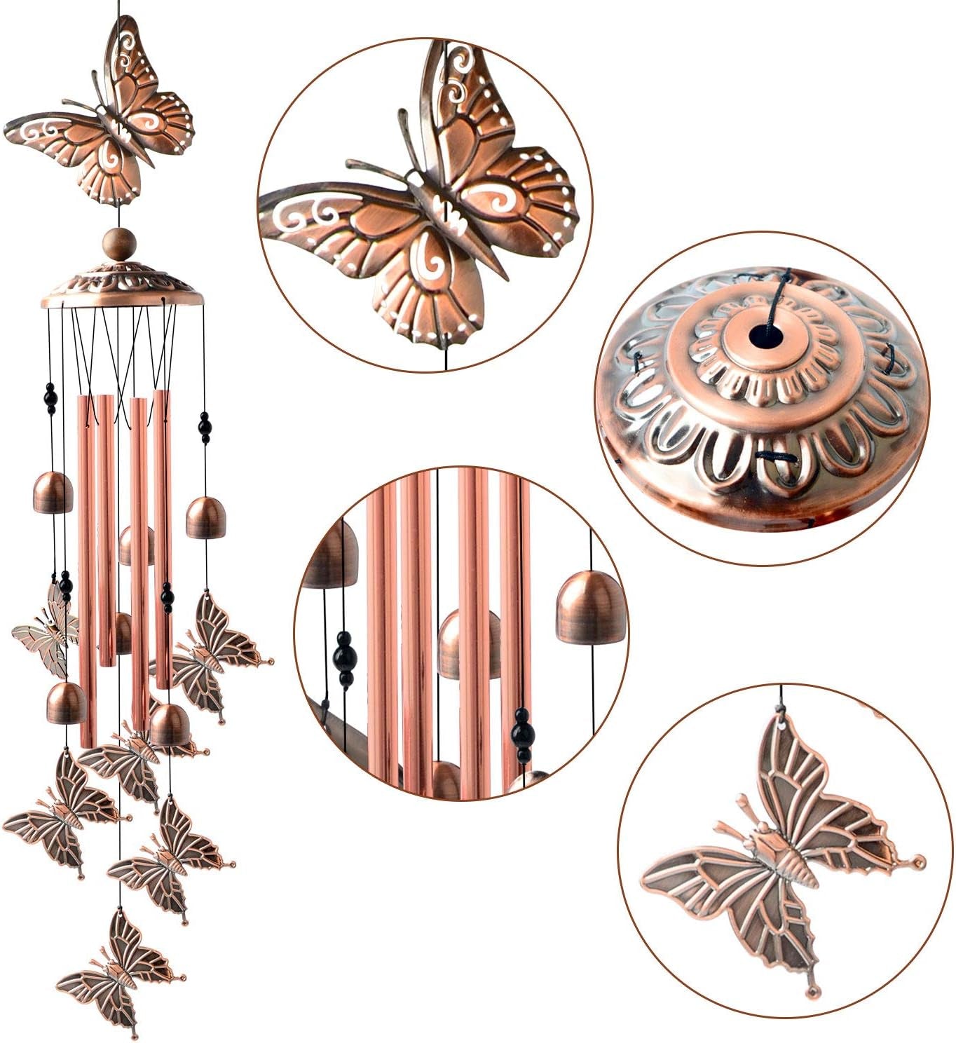 Butterfly Wind Chimes, Butterfly Gifts for Women, Wind Chimes Outdoor, Butterfly Decor Metal Wind Bell, Garden Yard Decor, Windchimes Unique Outdoor Deep Tone,Chimes for Outside