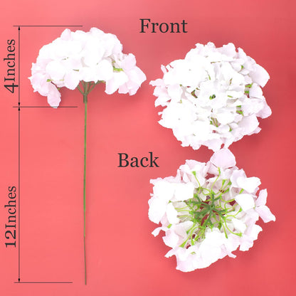 Artificial Hydrangea Silk Flowers Heads Full Hydrangea Flowers Pack of 10 (White)