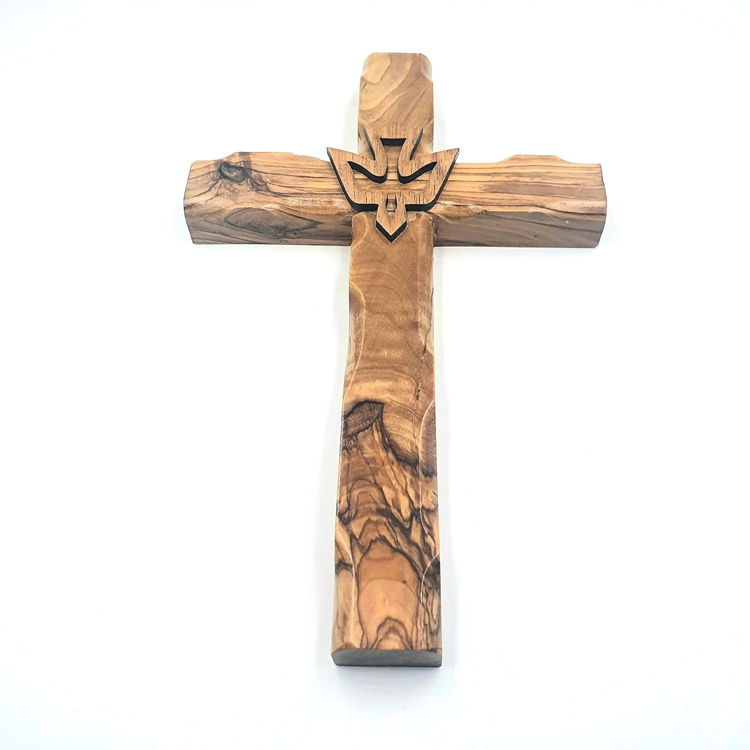 Wall Hanging Hand Carved Olive Wood Dove Christian Cross Jerusalem Holy Spirit & Certificate for Bedroom Kids Room Wall Decor Christmas New Year Wedding Birthday | 20Cm / 7.8" | CRS019